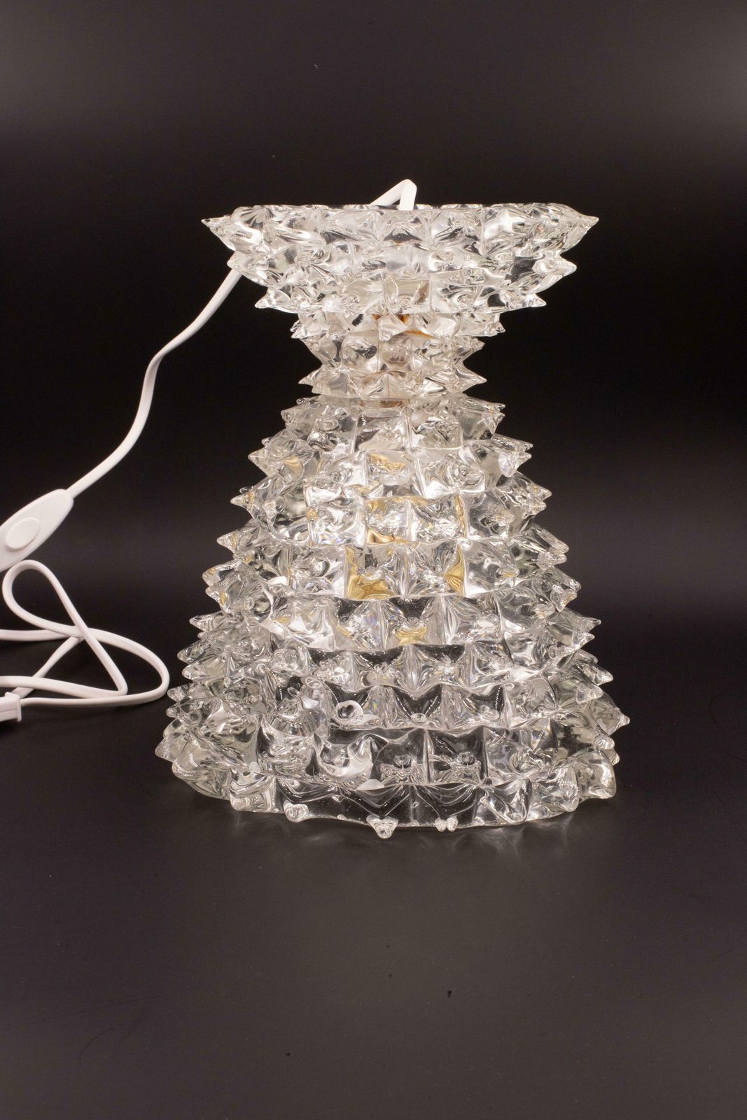 Amazing Table Lamp In Rostrato Murano Glass Vase For Barovier & Toso, 1940s photo vintage