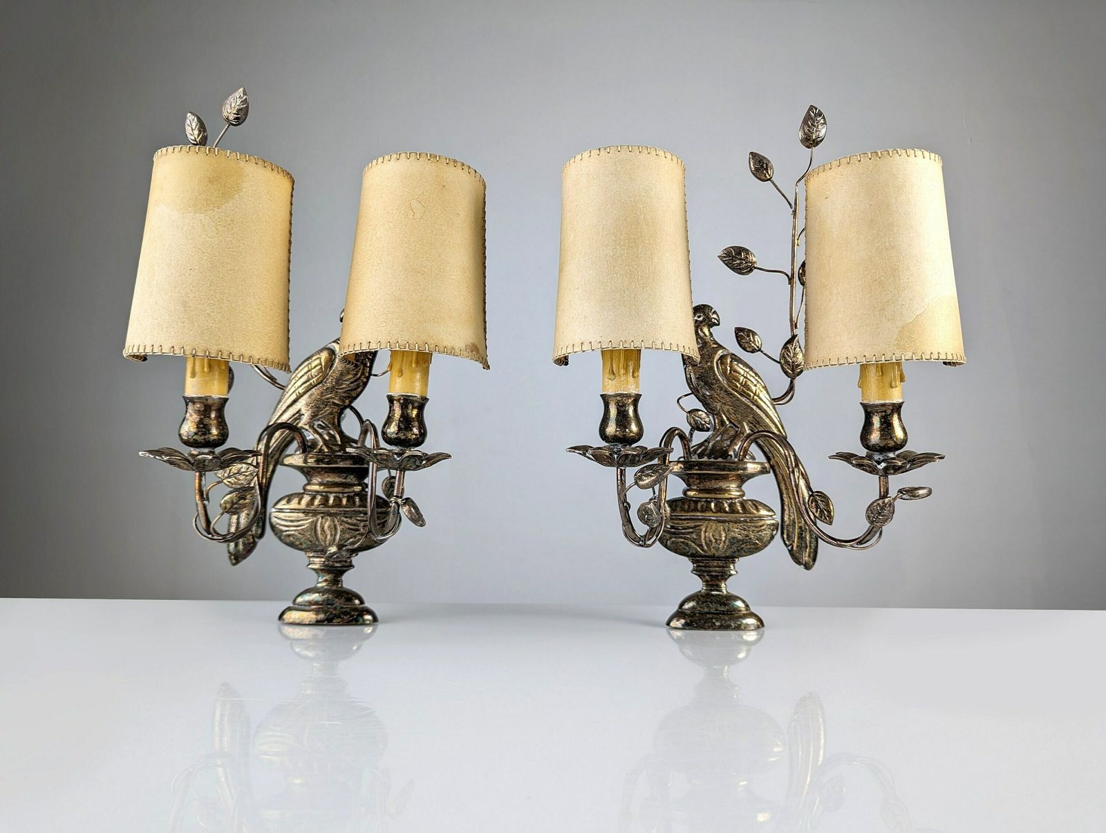photo furniture Pair Of Appliques With Parrots And Leaves By Maison Bagues