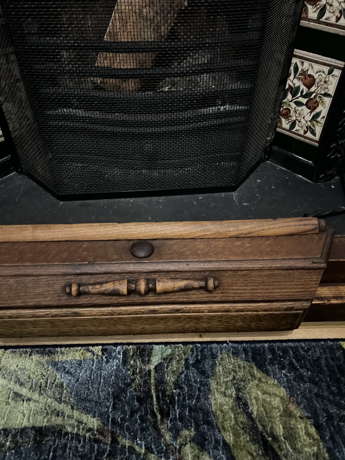 Oak Extendable Fireplace Fender With Brass Heat Shield photo 279.0