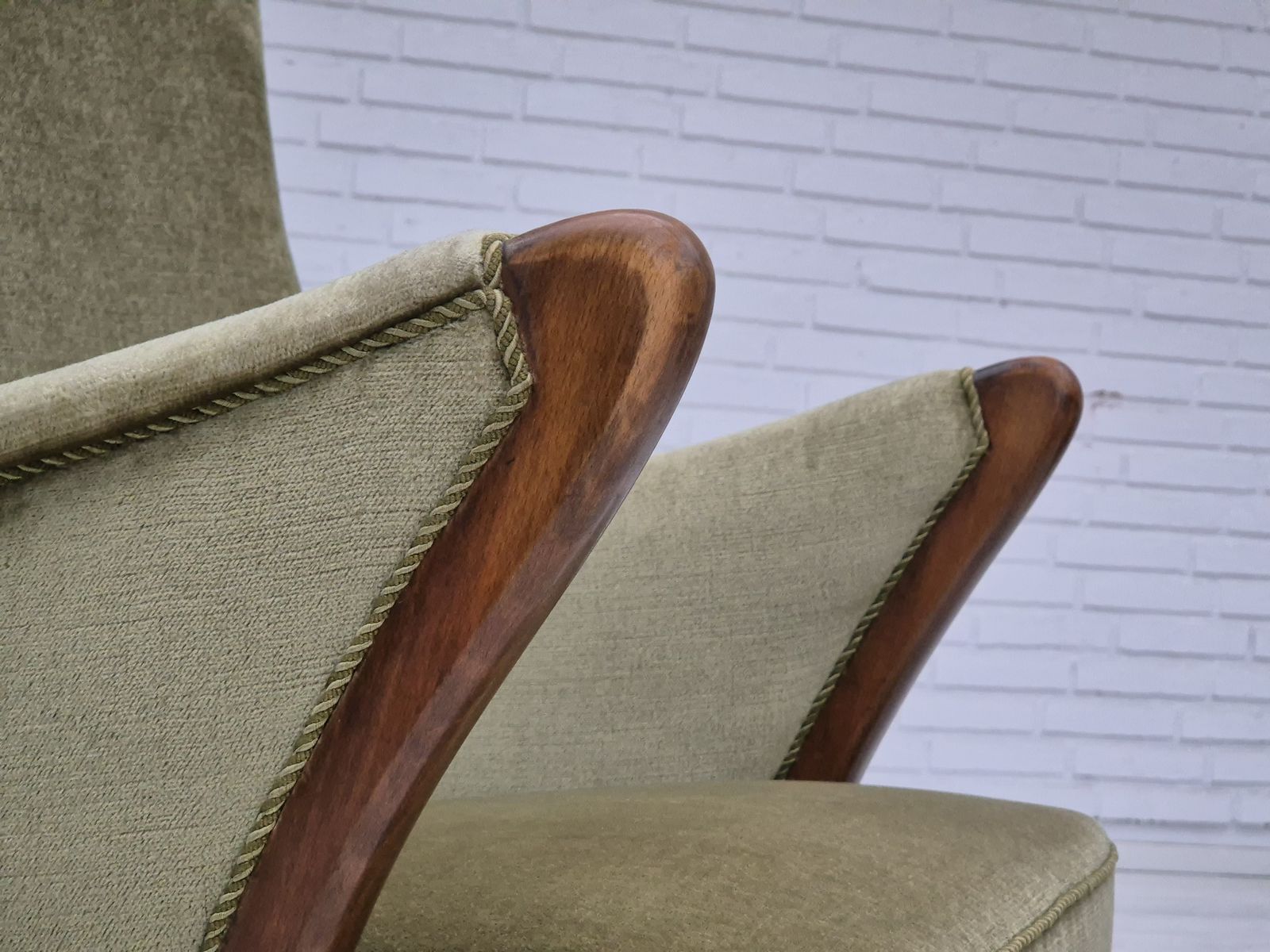 1960s, Scandinavian Design, Armchair In Original Condition, Furniture Velour, Beech Wood Legs. photo vinterior