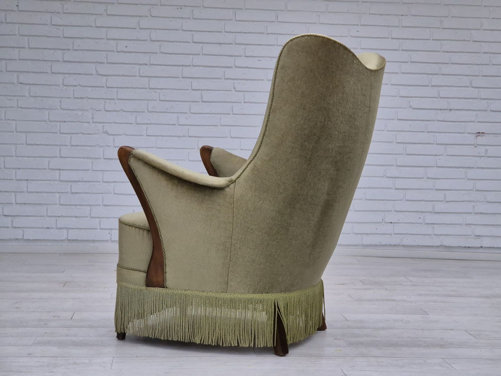 photo furniture 1960s, Scandinavian Design, Armchair In Original Condition, Furniture Velour, Beech Wood Legs.