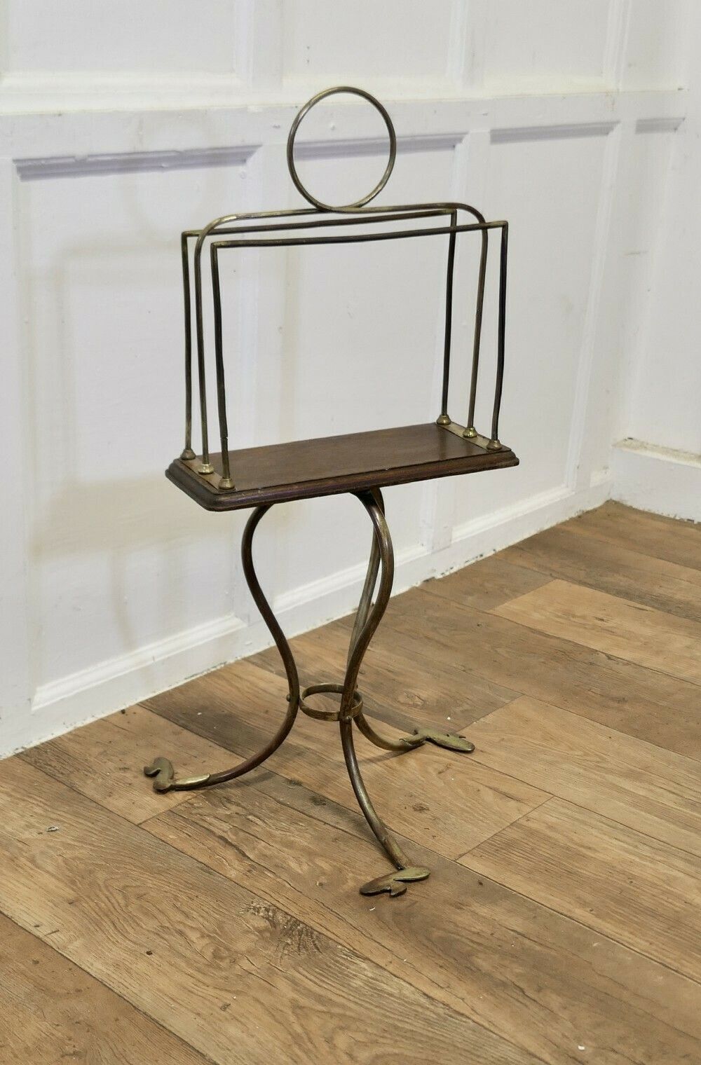 Stylish Victorian Golden Oak And Brass Revolving Magazine photo buy