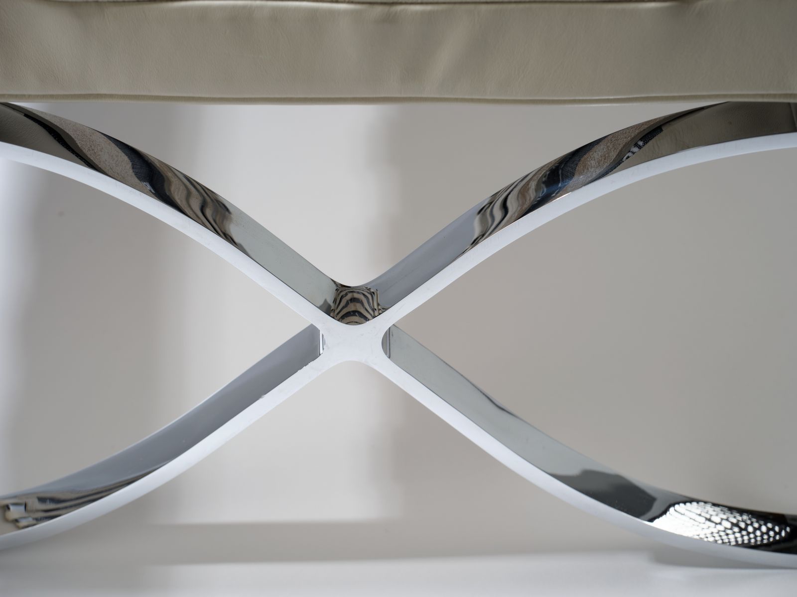 Exquisite, Fully Restored Iconic Genuine Barcelona Chair & Ottoman By Mies Van Der Rohe For Knoll Inc, Stunning Italian Ivory Leather, USA Circa 2001. photo buy