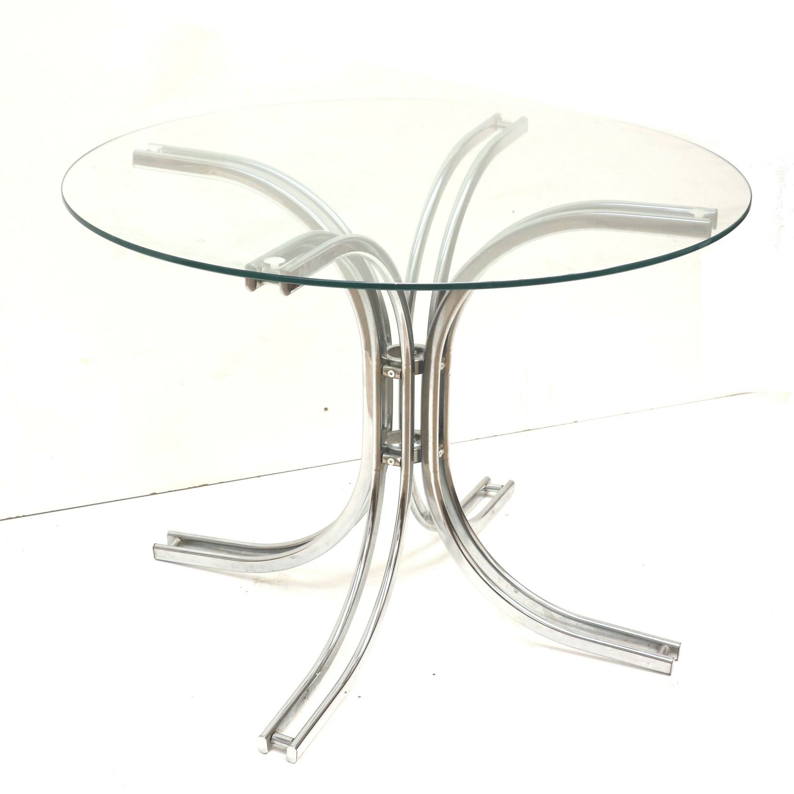 Round Glass Vintage Italian Design Dining Table From The 1970s photo furniture