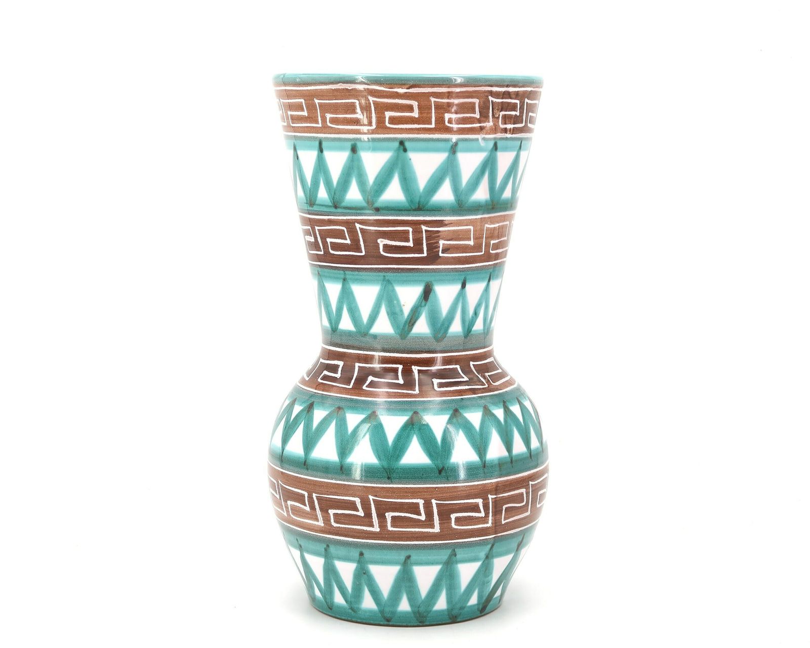 Large French Ceramic Vase By Robert Picault (1919 2000), Vallauris 1960s / Green Blue Boho Bohemian Folk Graphic photo furniture
