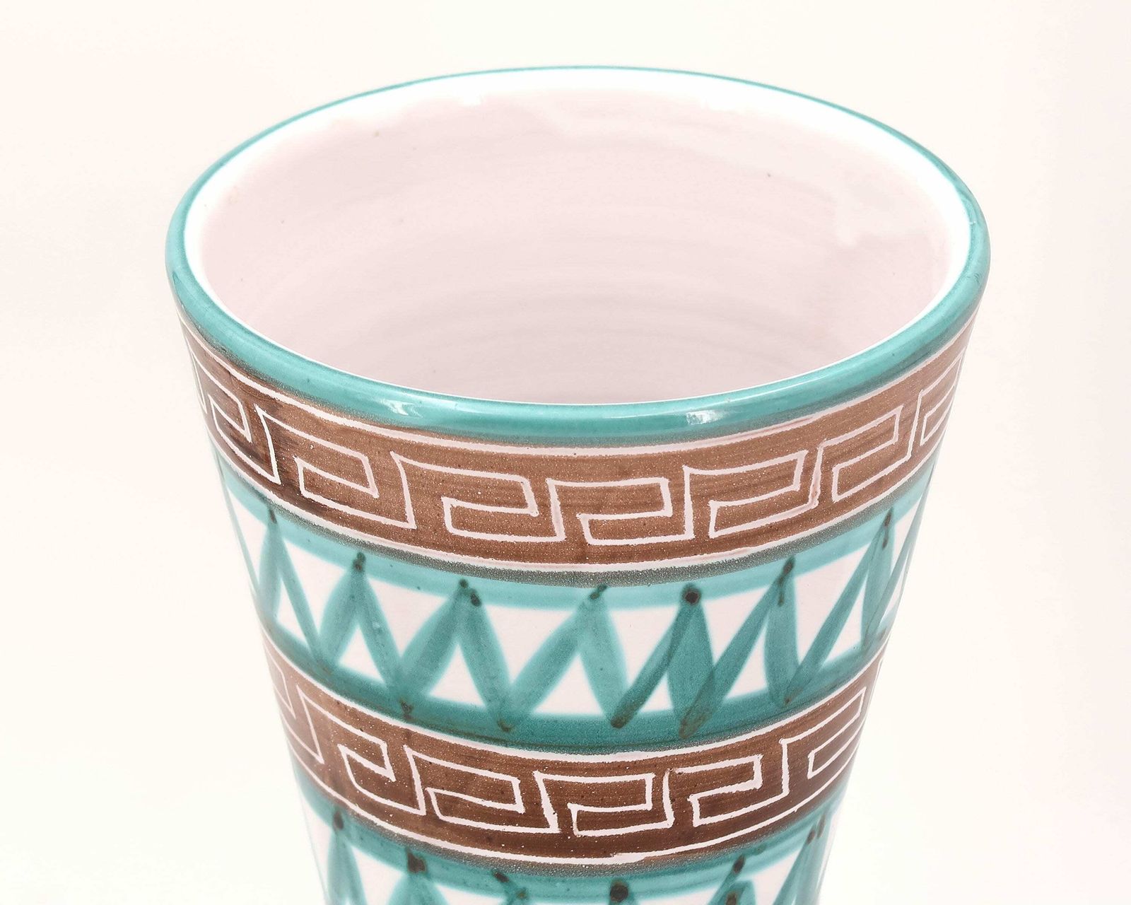 Large French Ceramic Vase By Robert Picault (1919 2000), Vallauris 1960s / Green Blue Boho Bohemian Folk Graphic photo Home Decor