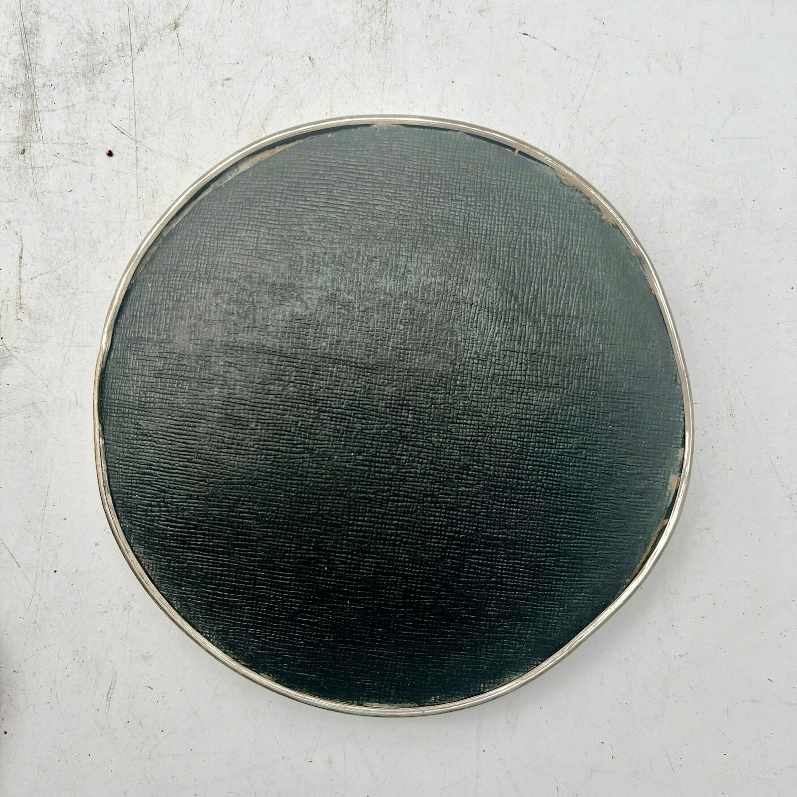 Antique Circular Bevelled Campaign Shaving Mirror In Leather Case   Military photo for sale