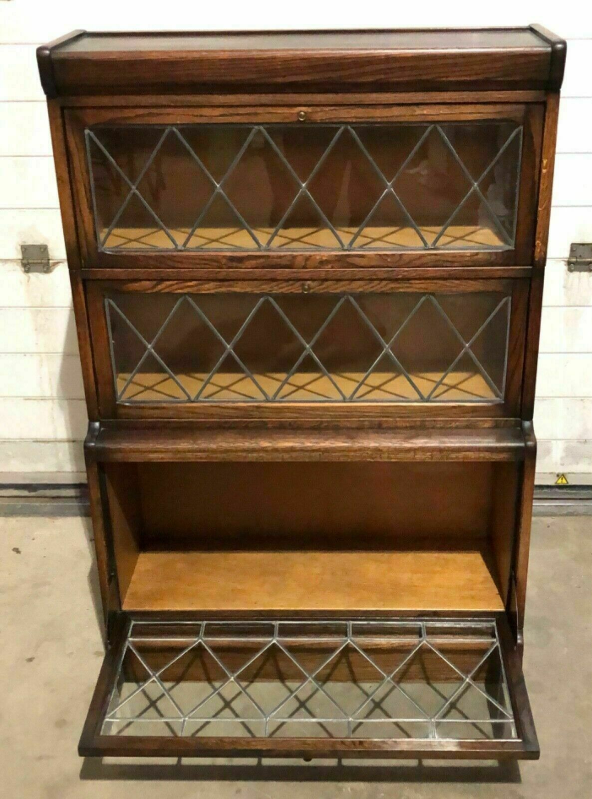 Handsome Vintage Barristers Style Bookcase / Stacking Glazed Bookshelves photo vinterior