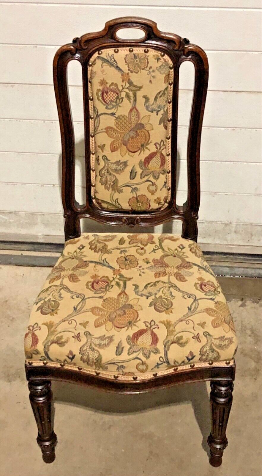 Handsome Set Of Four Antique Carved Oak Dining Chairs photo vinterior