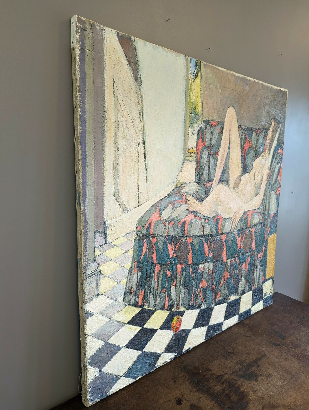Nude On Couch (Very Large)  Oil Painting photo for sale