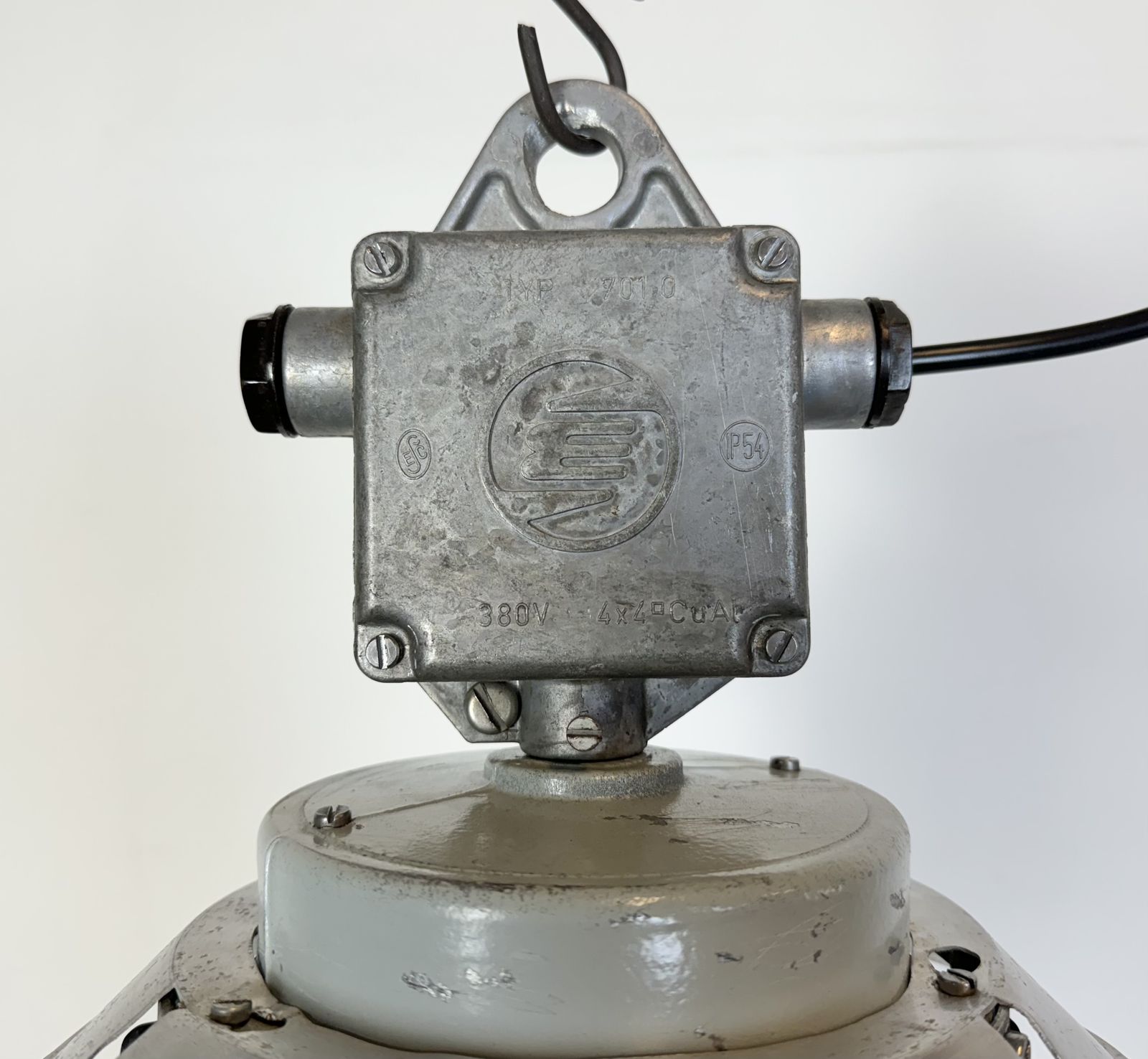 Industrial Aluminium Cage Light With Milk Glass From Elektrosvit, 1970s, 30x photo vinterior