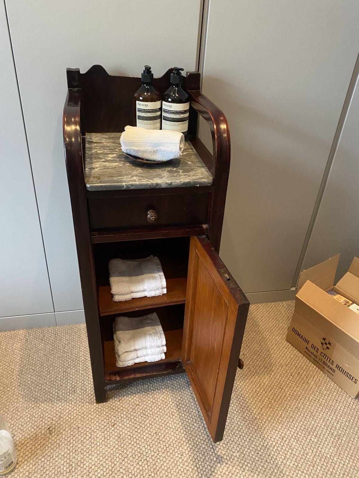 Antique Marble And Mahogany Washstand