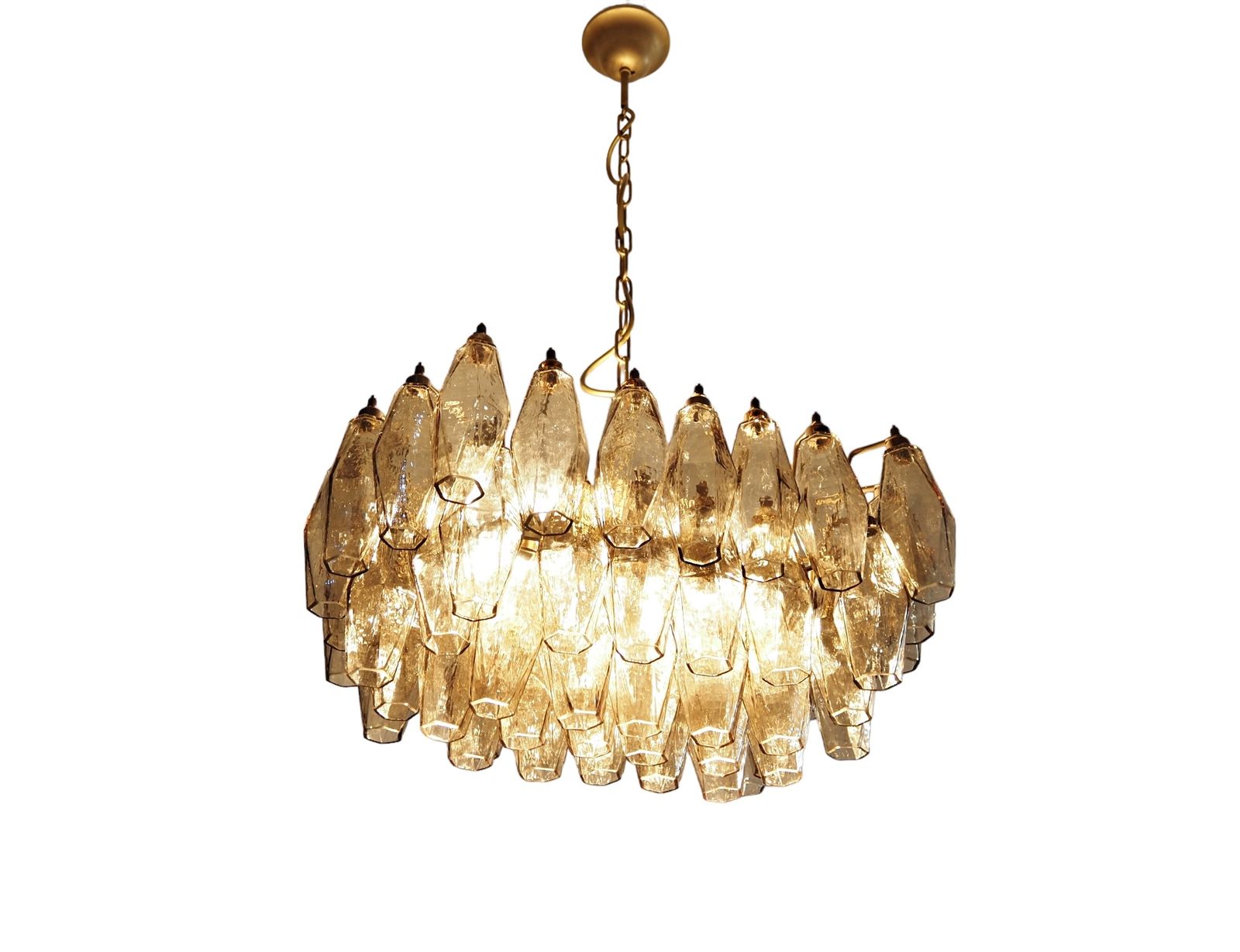Elegant Murano Poliedri Chandelier   Carlo Scarpa   Smoked Glasses photo Lighting