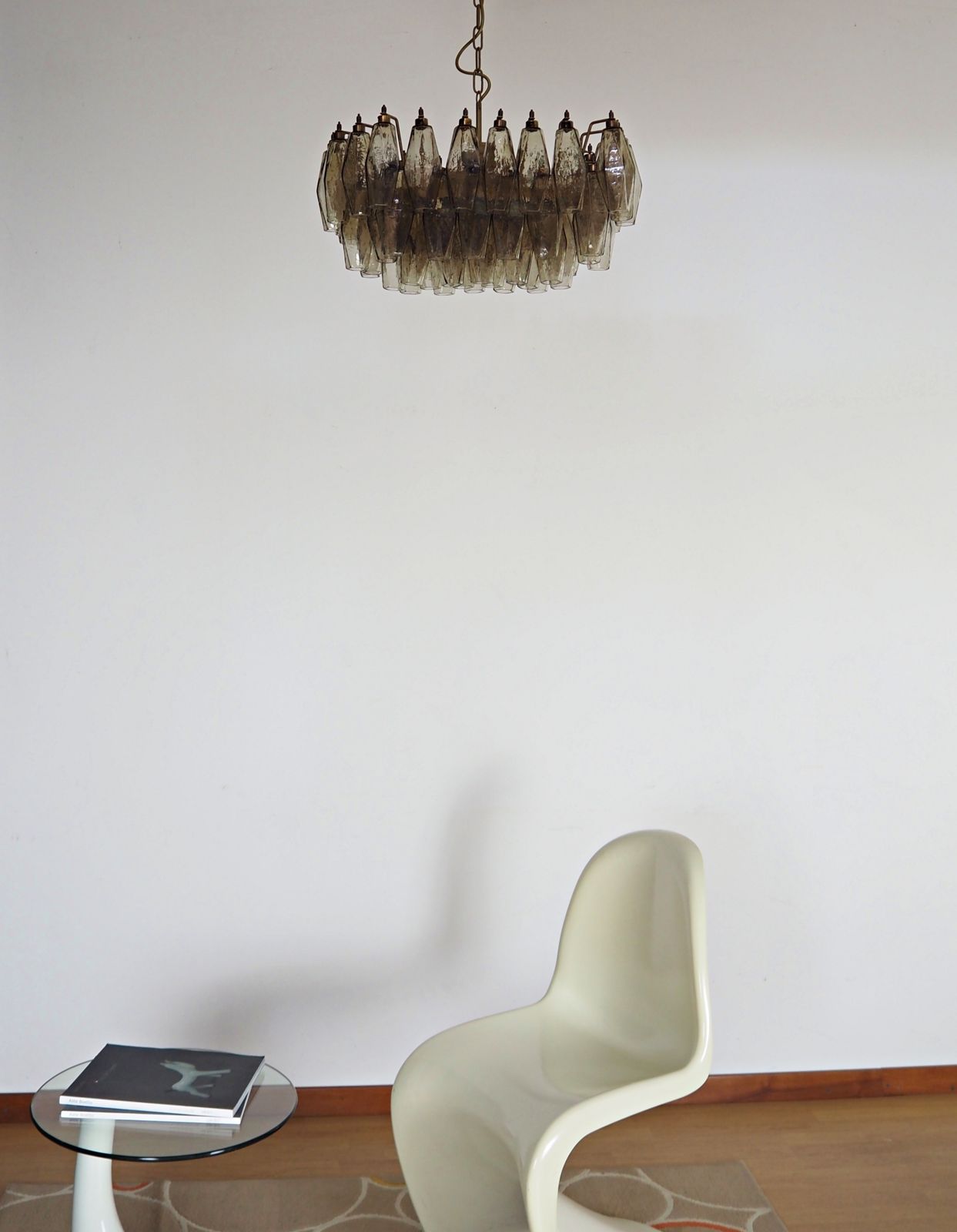 1210.0 Elegant Murano Poliedri Chandelier   Carlo Scarpa   Smoked Glasses photo