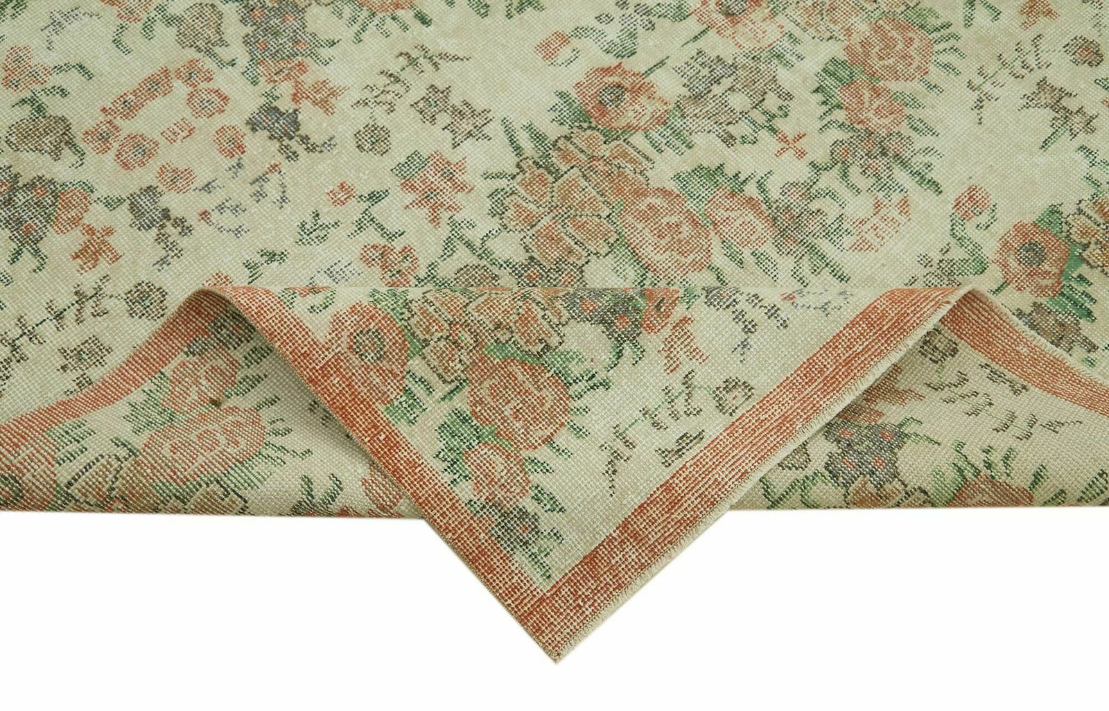 6x9 Beige Turkish Vintage Area Rug   42075 photo vinterior
