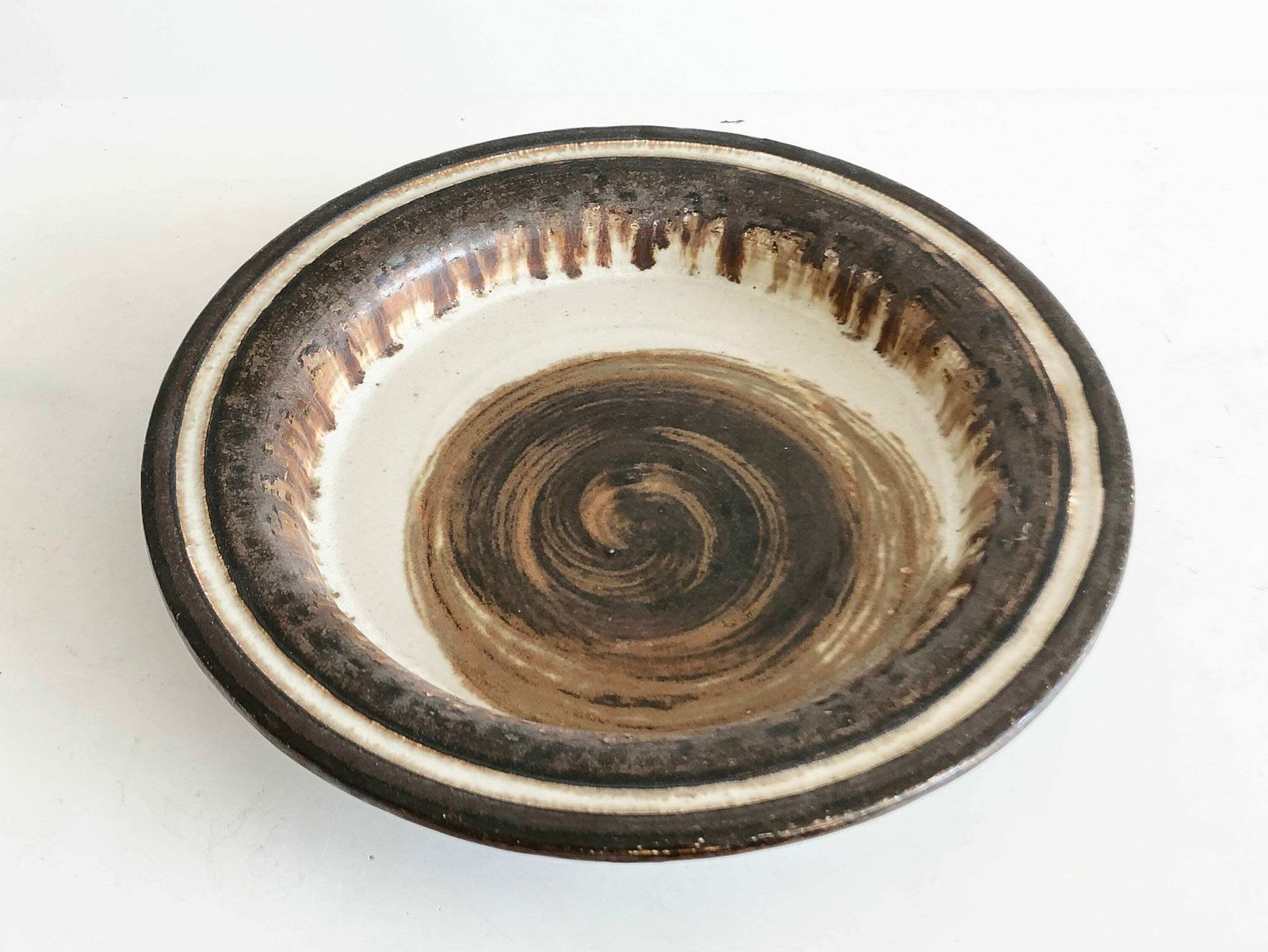 Danish Mid Century Axella Design Original Fine Art Stone Ware Studio Platter With Organic Assymetic Pattern In Strong Colors