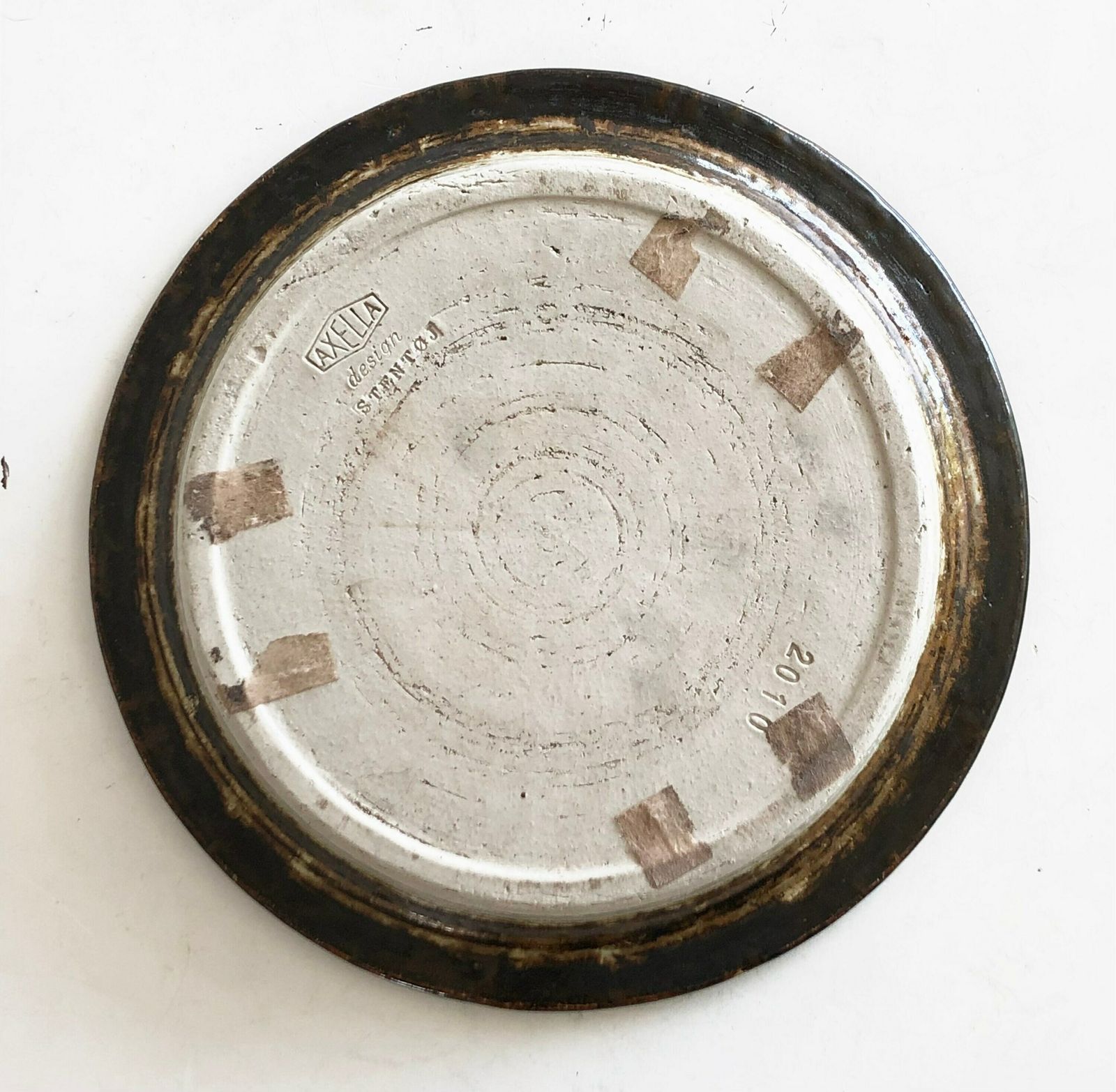 Danish Mid Century Axella Design Original Fine Art Stone Ware Studio Platter With Organic Assymetic Pattern In Strong Colors photo vinterior