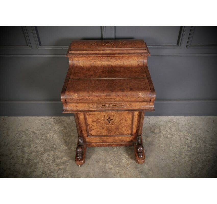 photo furniture Magnificent Burr Walnut Marquetry Inlaid Davenport Desk