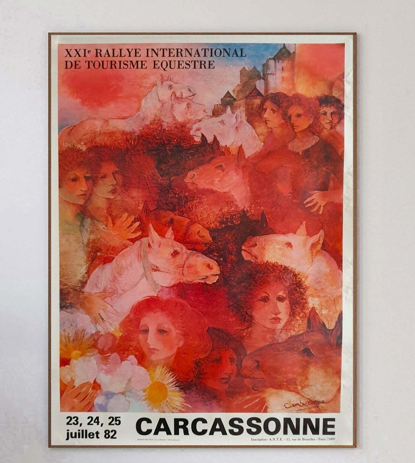 1982 Xxie Equestrian Rally Carcassonne  Original Vintage Poster photo 198.0