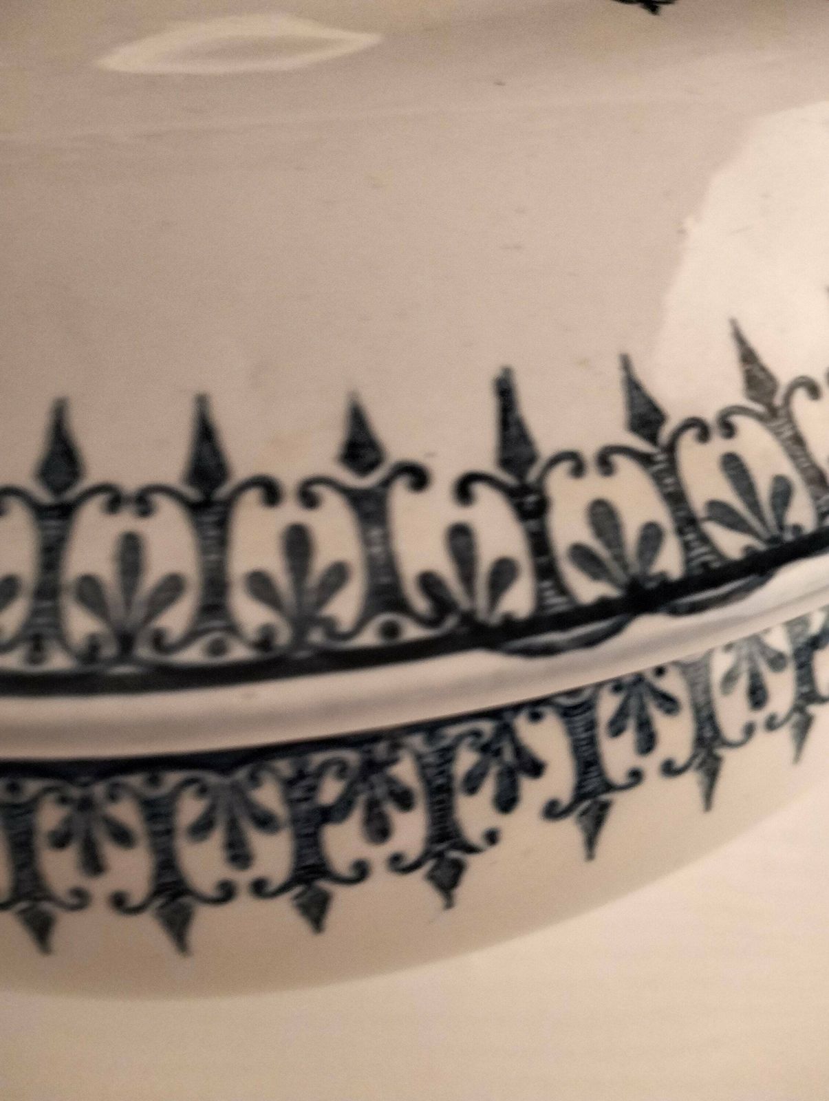 Antique French Earthenware Soup Tureen, Blue Floral Transferware Soupière, Lidded Serving Bowl, St Amand Porcelain photo 137.5