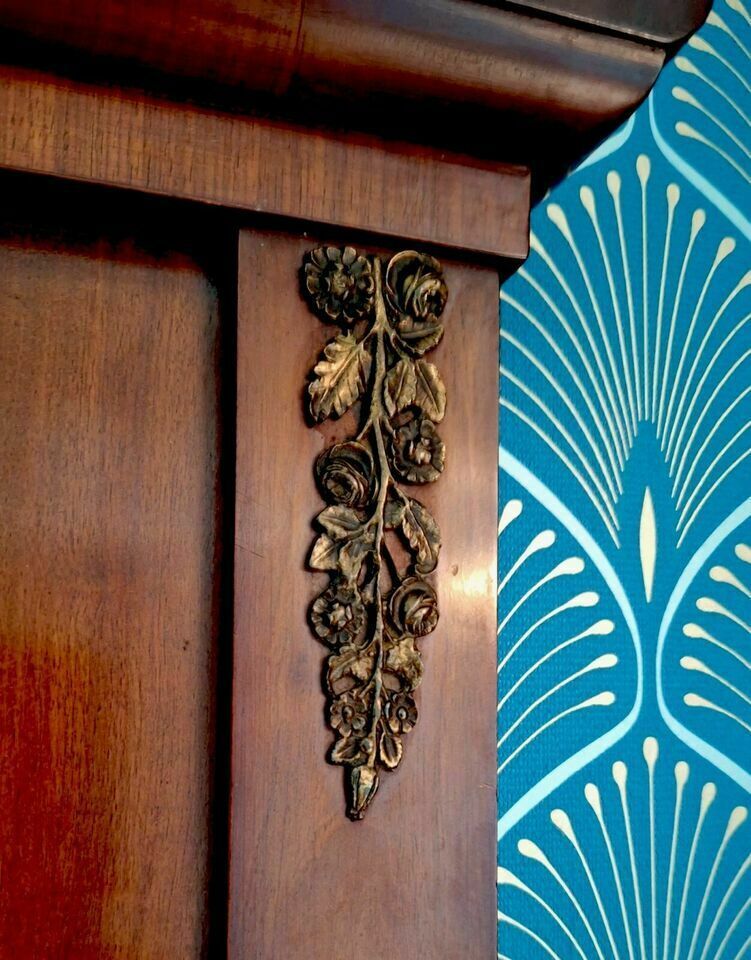 Original Large French Empire Antique Period Pier Mahogany & Ormolu Wall Mirror photo Home Decor