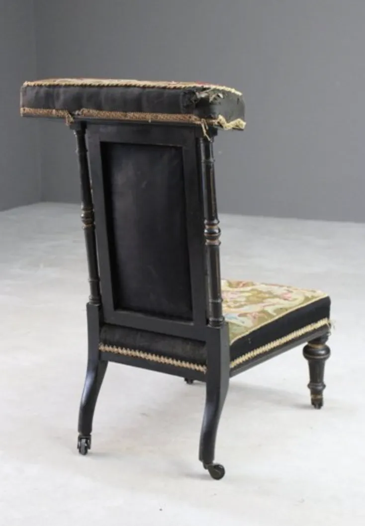 Special Antique Tapestry Prie Dieu Prayer Chair photo for sale
