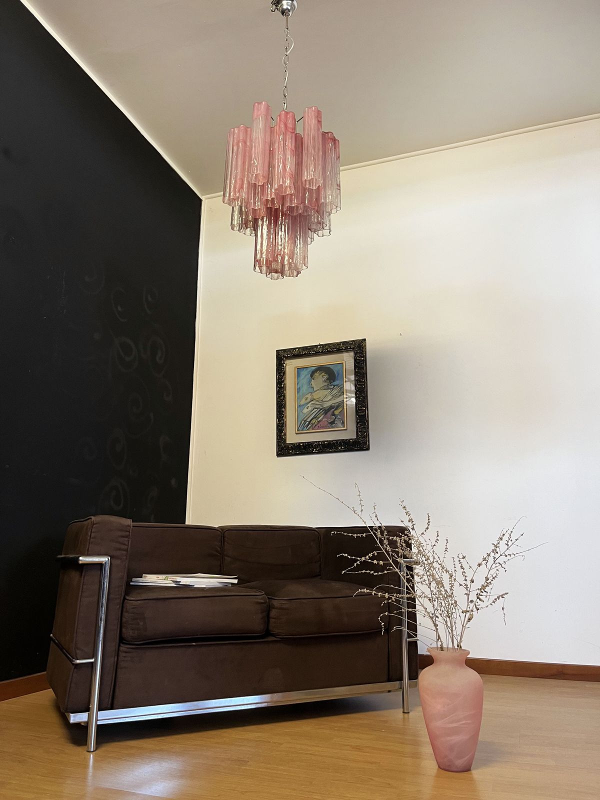 Fantastic Glass Tube Chandelier   30 Albaster Pink Glasses photo furniture
