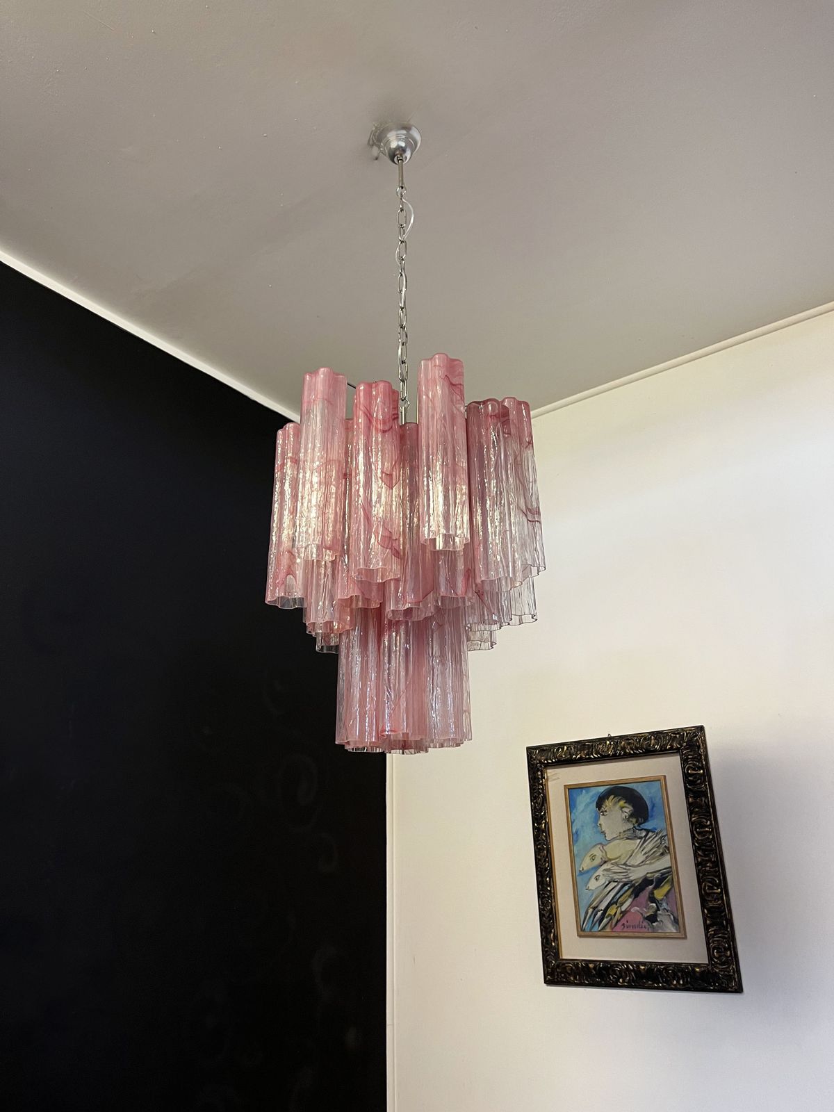 Fantastic Glass Tube Chandelier   30 Albaster Pink Glasses photo vinterior