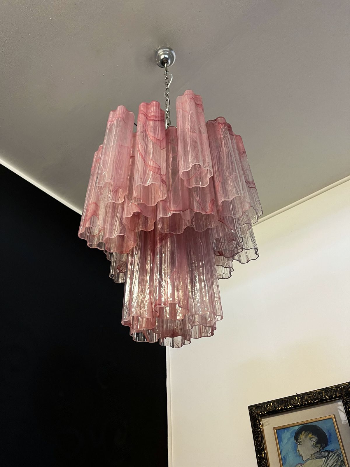 photo for sale Fantastic Glass Tube Chandelier   30 Albaster Pink Glasses