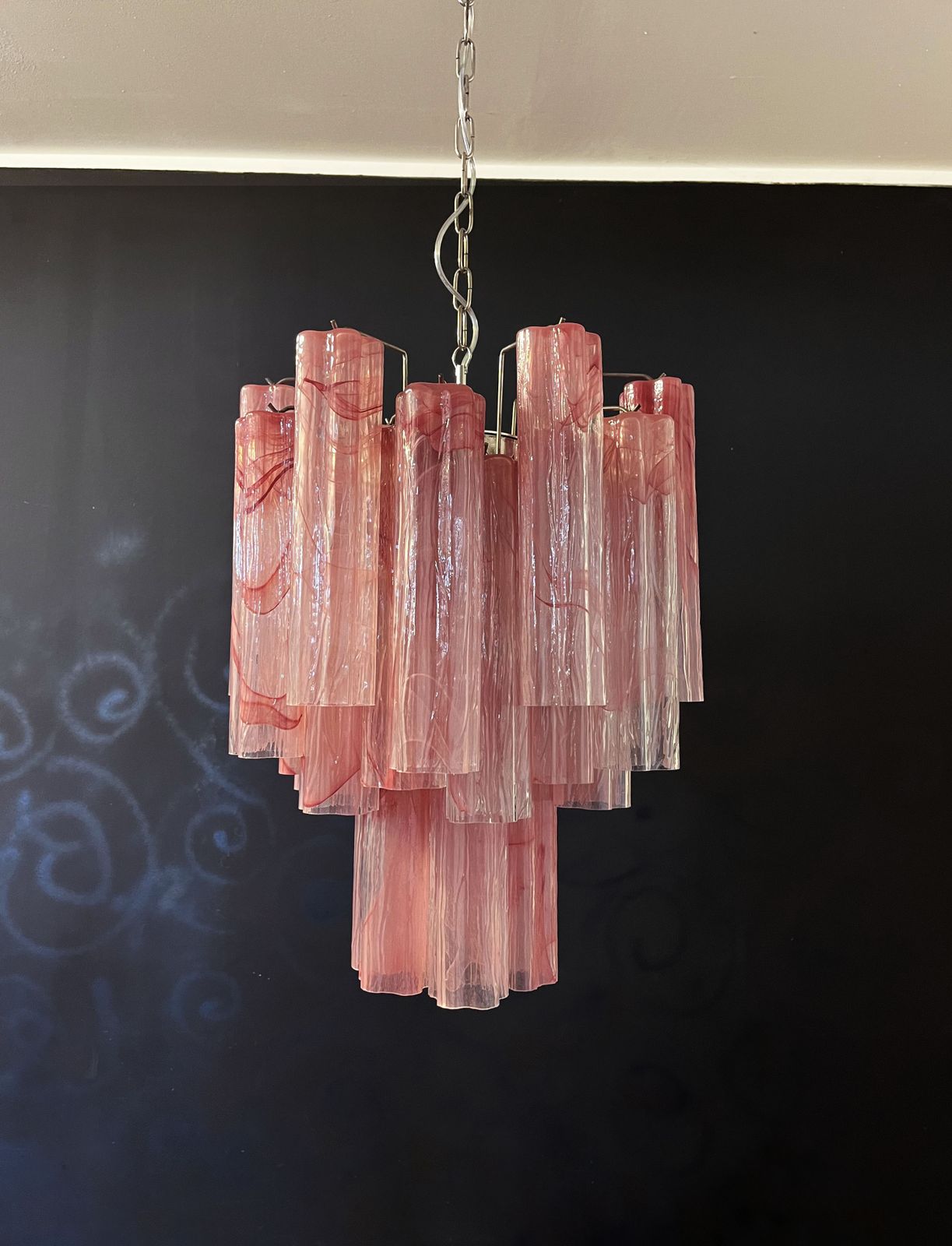 750.0 Fantastic Glass Tube Chandelier   30 Albaster Pink Glasses photo