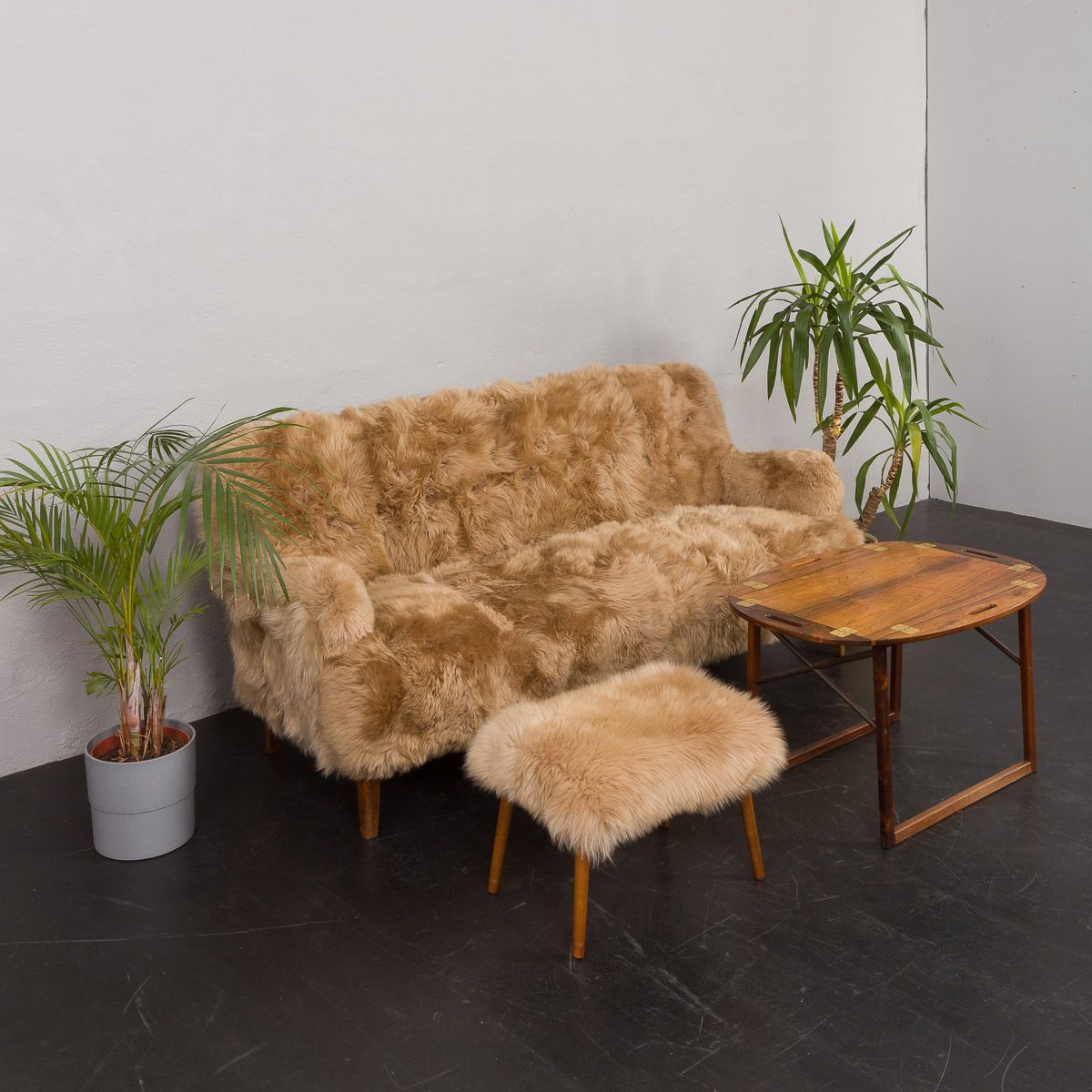 Peter Hvidt & Orla Mølgaard Nielsen, Fritz Hansen Three Seater Sofa In Long Sheepskin photo for sale