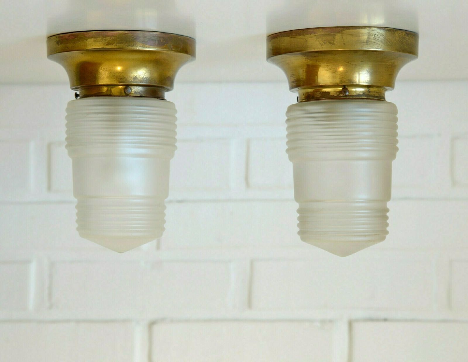Original Art Deco / Brass Sconces / Pair Of Light Fixtures / Ceiling Light / Antique From 1920's Or 1930's photo furniture