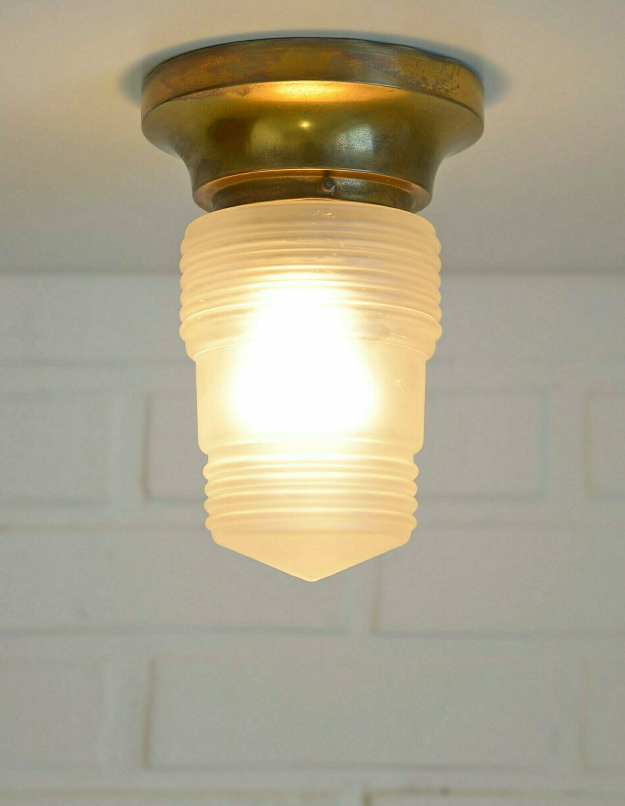 Original Art Deco / Brass Sconces / Pair Of Light Fixtures / Ceiling Light / Antique From 1920's Or 1930's photo for sale