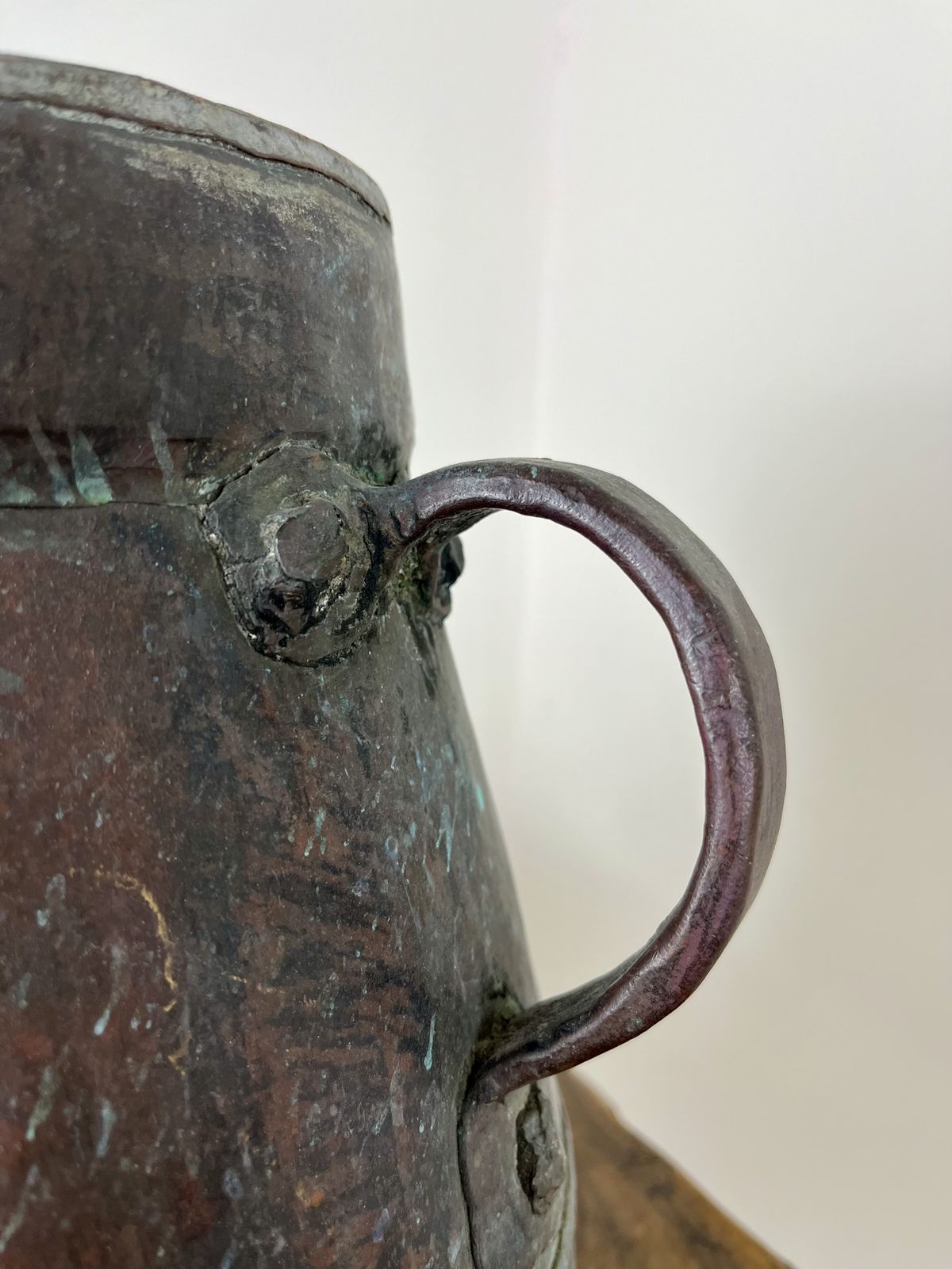 Wonderfully Aged Large Antique Copper Cauldron Of French Origin photo furniture