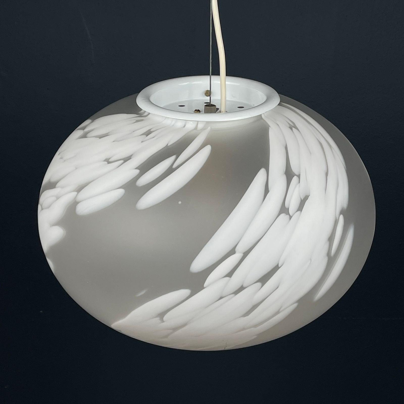 Vintage Swirl Murano Glass Pendant Lamp Vetri Murano Italy 1970s photo Lighting