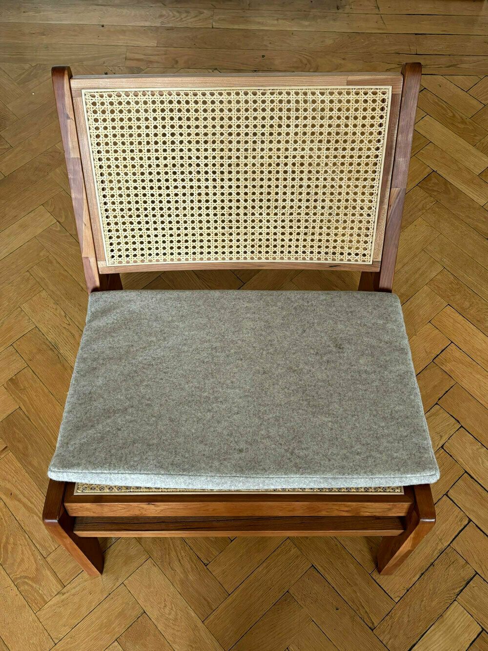Cherry Ash Kangaroo Lounge Chair With Rattan Seat photo furniture
