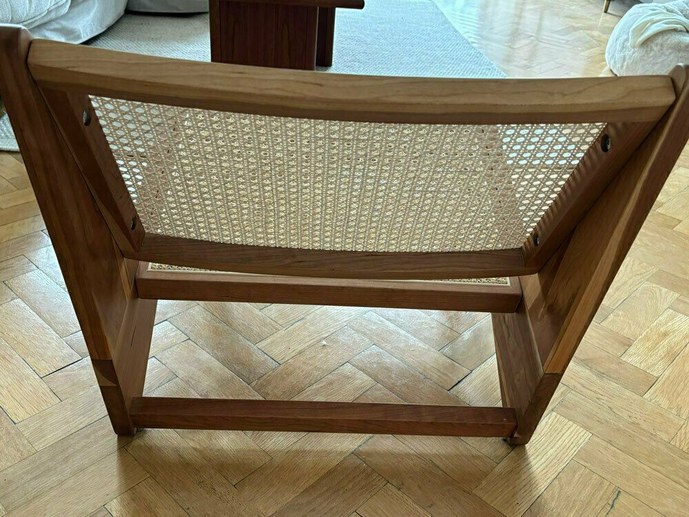 Cherry Ash Kangaroo Lounge Chair With Rattan Seat photo for sale