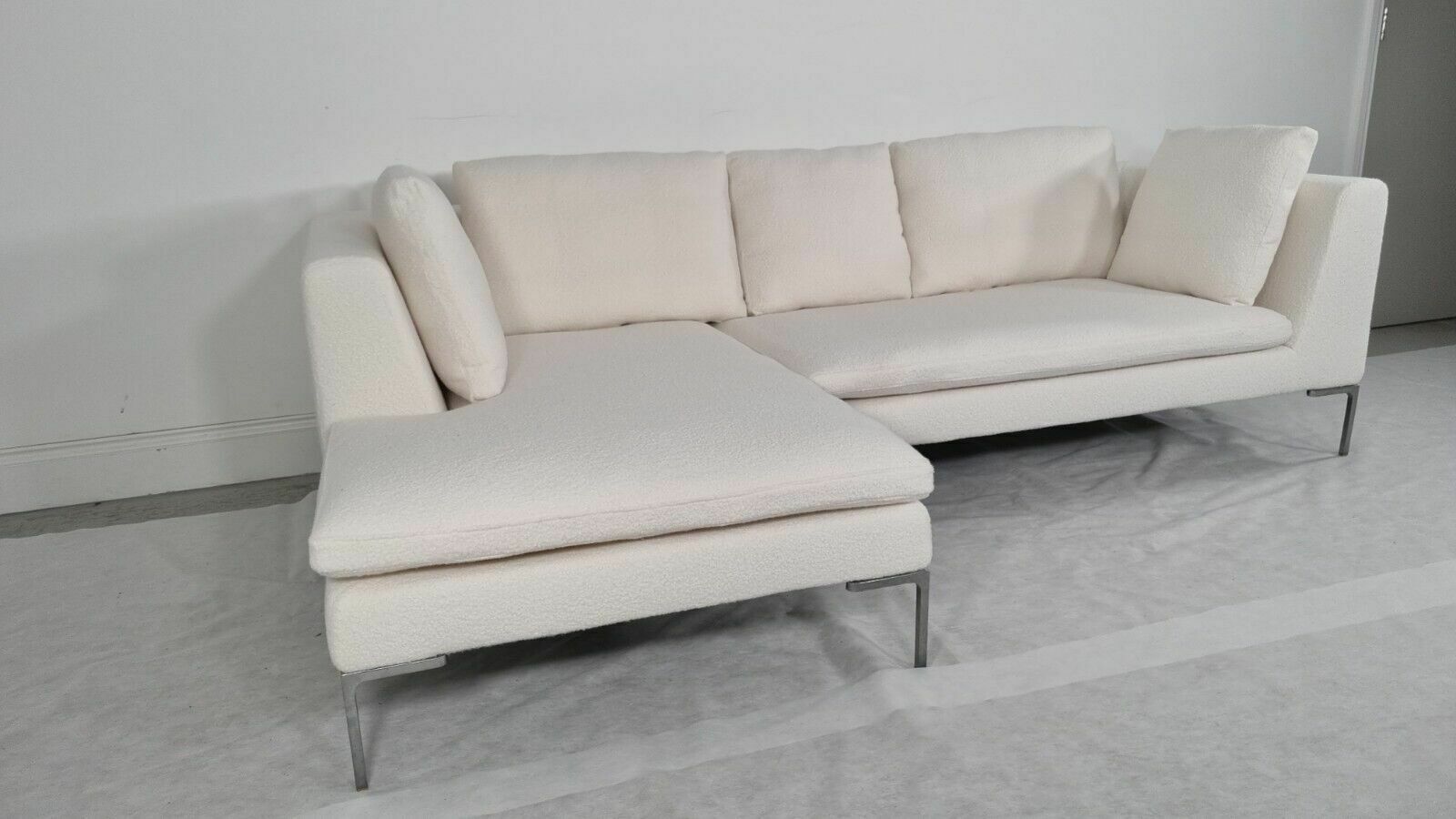 Stunning Bb Italia Charles L Shape In Luxuriously Soft White/Cream Boucle Fabric photo vinterior