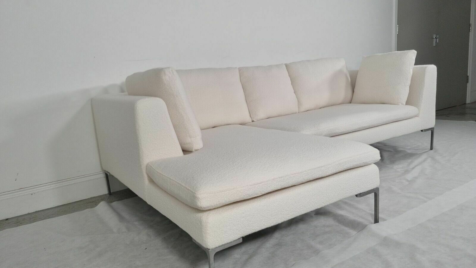 Stunning Bb Italia Charles L Shape In Luxuriously Soft White/Cream Boucle Fabric photo vintage