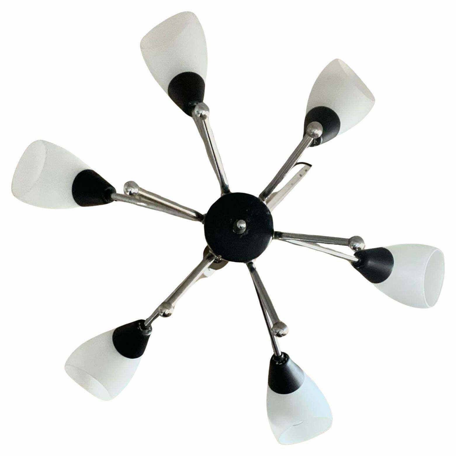 Midcentury Modern Sputnik Chandelier, Stilnovo Italy 1960 photo vintage
