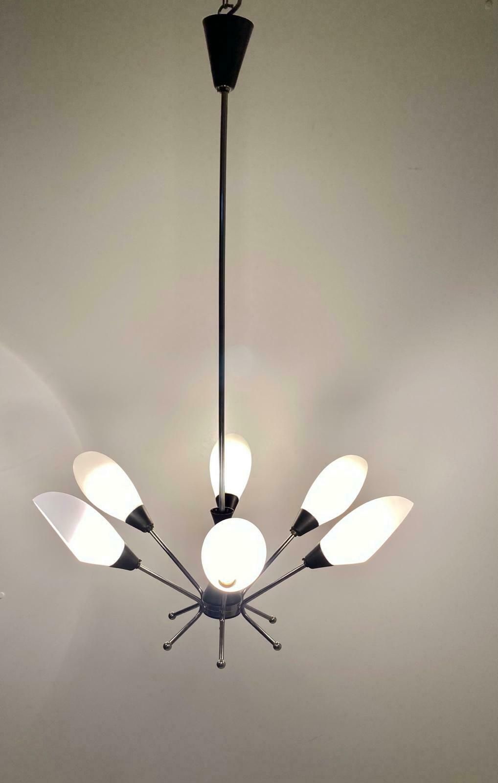 Midcentury Modern Sputnik Chandelier, Stilnovo Italy 1960 photo buy