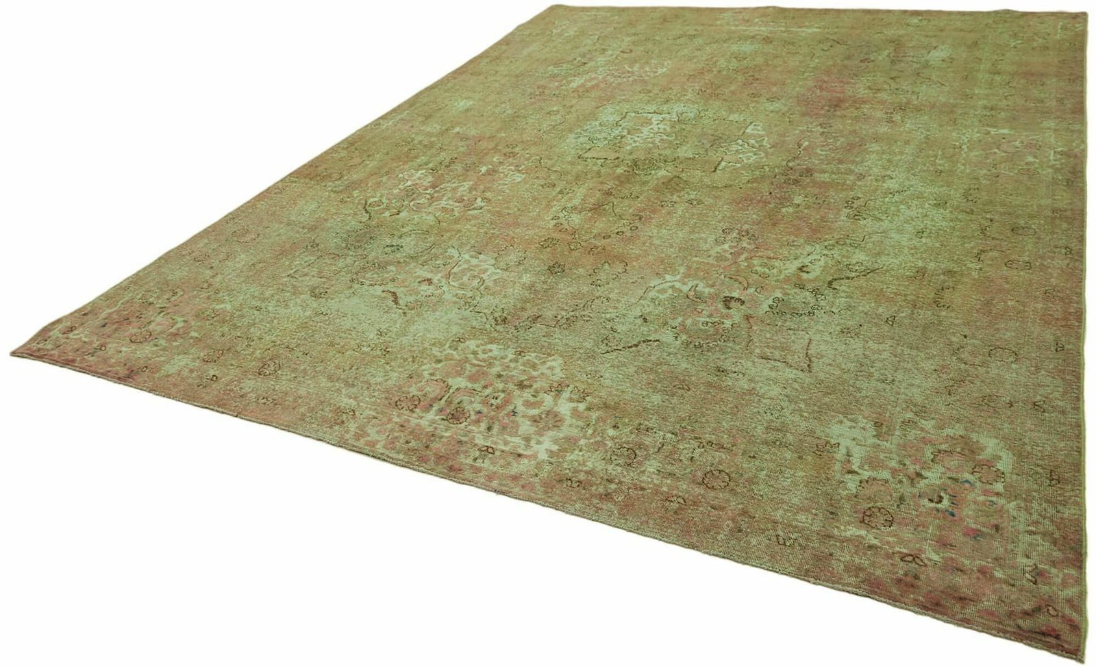 Handmade Green Overdyed Large Area Rug 285 Cm X 390 Cm photo for sale
