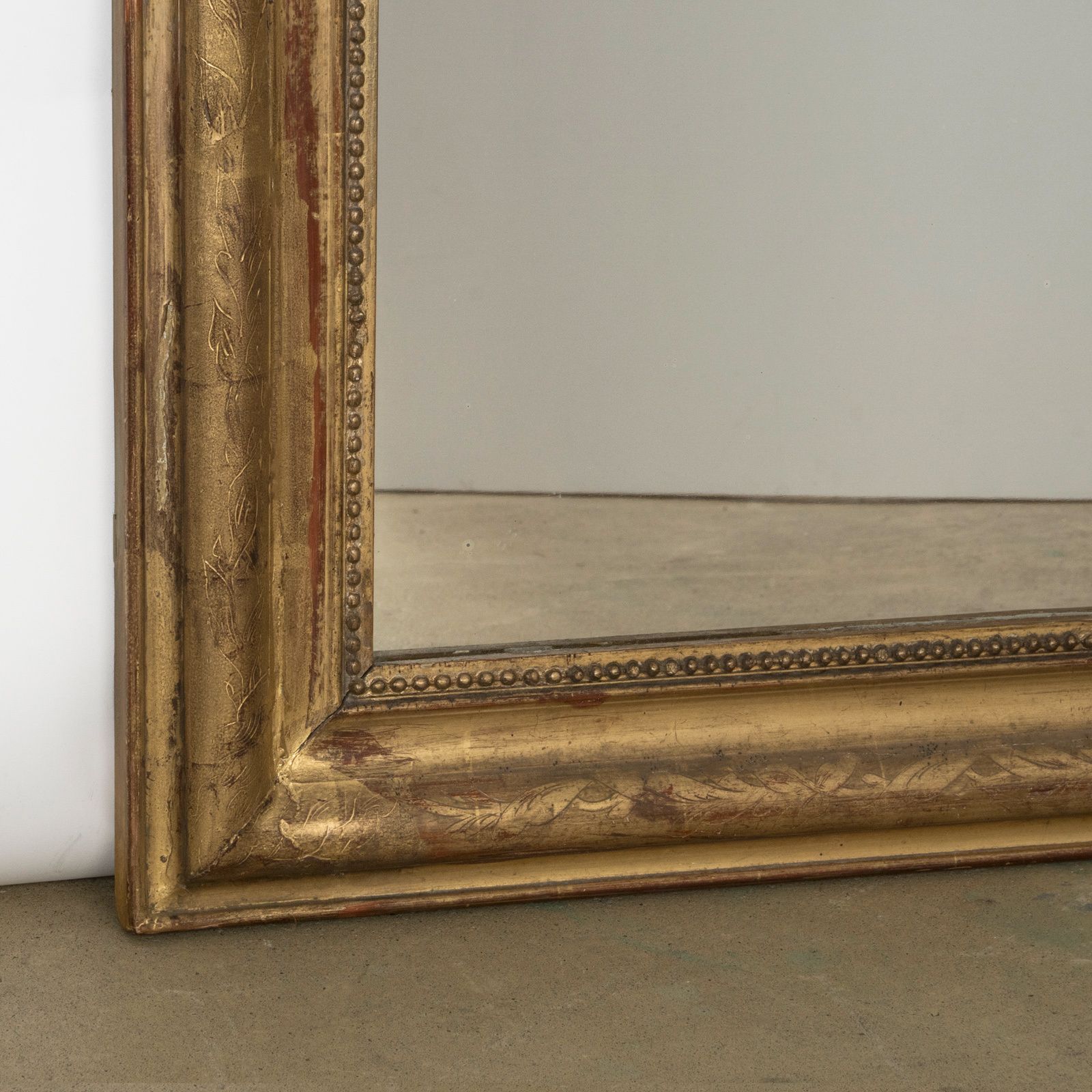 19th Century Antique French Louis Philippe Mirror With Leaf Etchings photo Home Decor