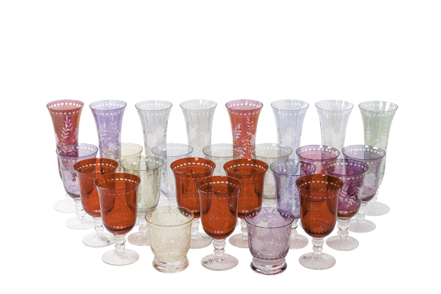 Bohemian Crystal Style Glassware Set, Contemporary Work