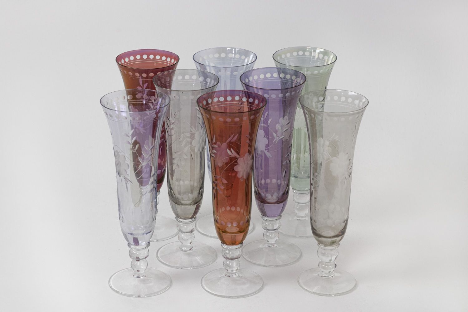 Bohemian Crystal Style Glassware Set, Contemporary Work photo for sale