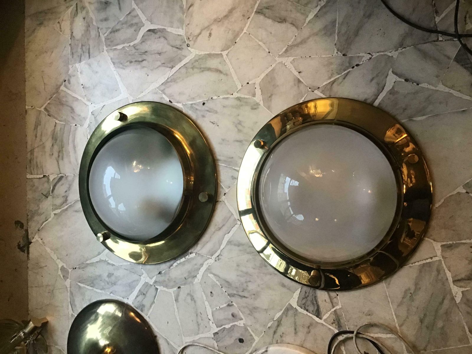 Azucena “Tommi” Luigi Caccia Dominioni Ceilling Light Sconces Brass Glass, 1950 photo Lighting