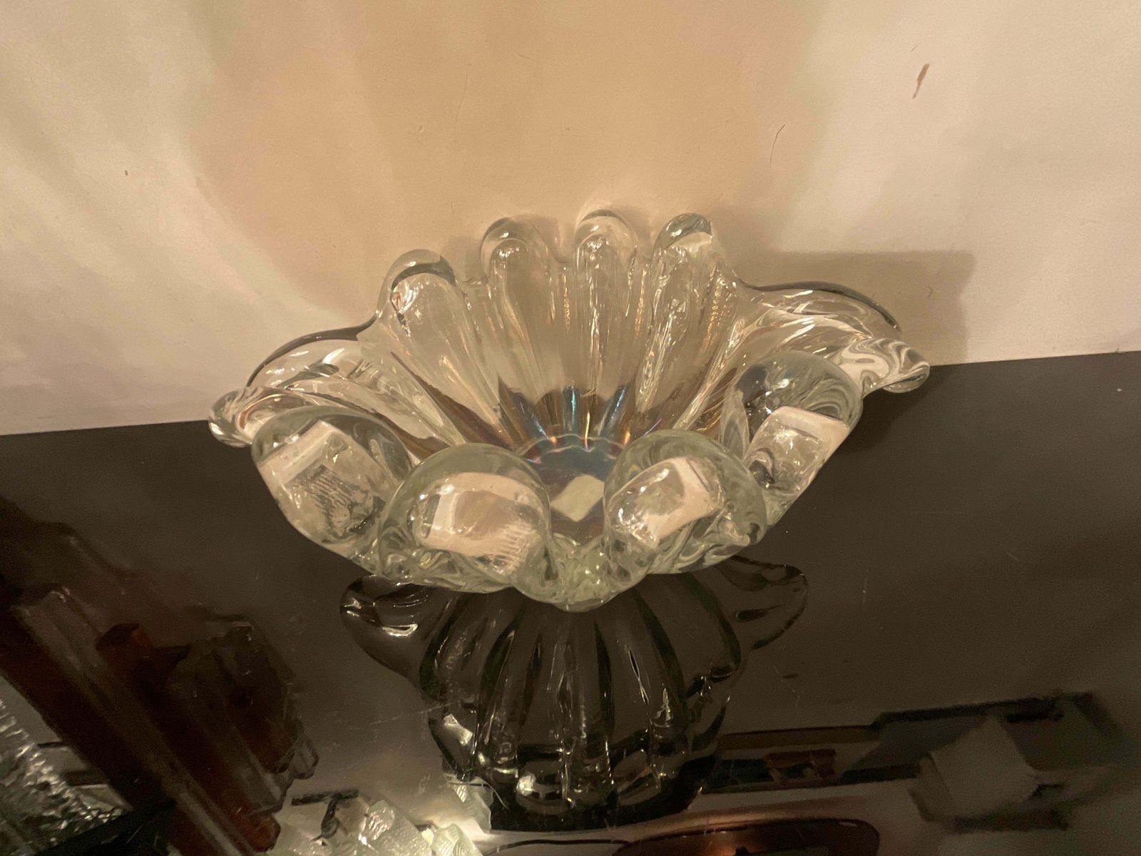 Barovier And Toso Centerpiece/ Empty Pockets Iridescent Murano Glass 1940 Italy photo furniture