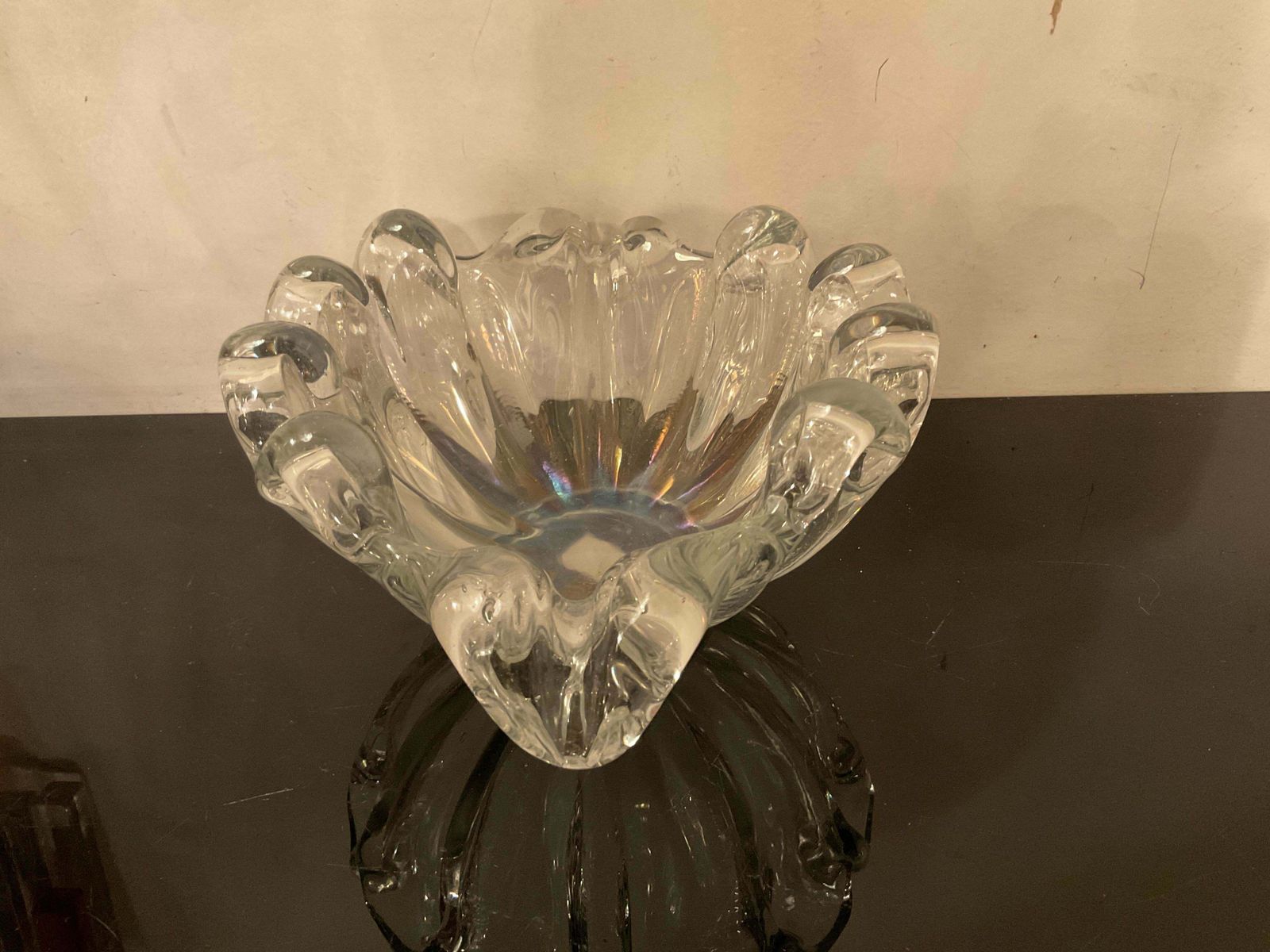 Barovier And Toso Centerpiece/ Empty Pockets Iridescent Murano Glass 1940 Italy photo vintage