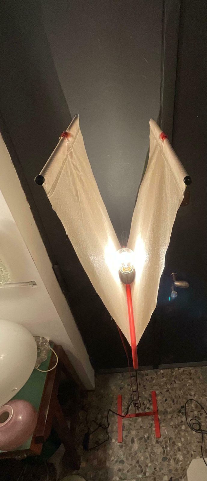 photo furniture Arteluce Floor Lamp “Le Falene” Di Piero De Martini  Metal, Cotton , 1970, Italy