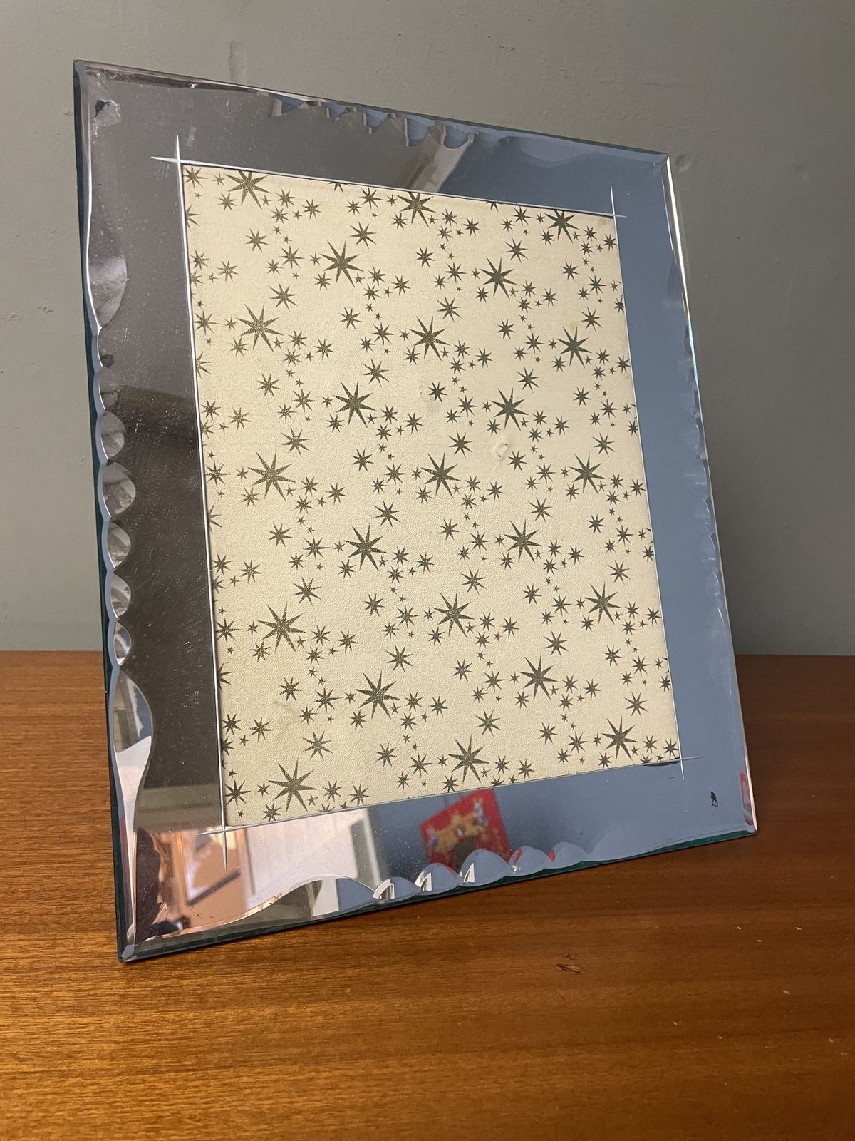 Large French Art Deco Mirror Glass Photo Frame